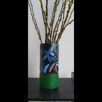 Varnish hand painted ceramic vase