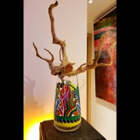 Varnish hand painted vase